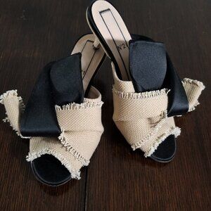 No. 21 N21 No21 Raso Knot Mules 36.5 US 6.5 Kitten Heel Satin Slide Italy Shoes